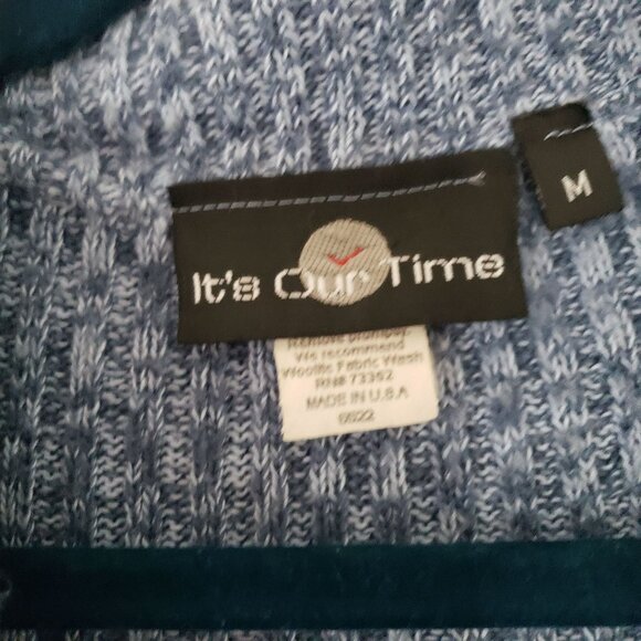 Y2K Its Our Time Blue Knit Cardigan Loungewear Relax Coastal Grandmother Weekend - Picture 6 of 7